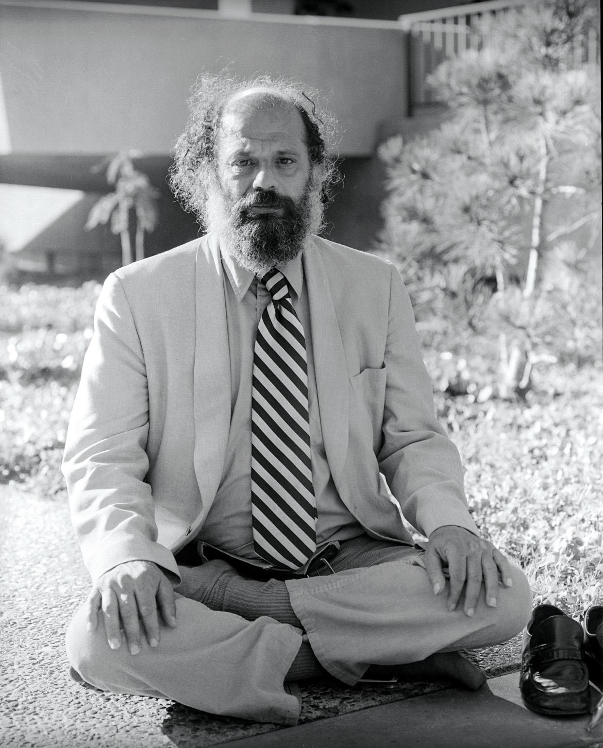 Allen Ginsberg, on the grounds of the San Francisco Poetry Center, 1979.