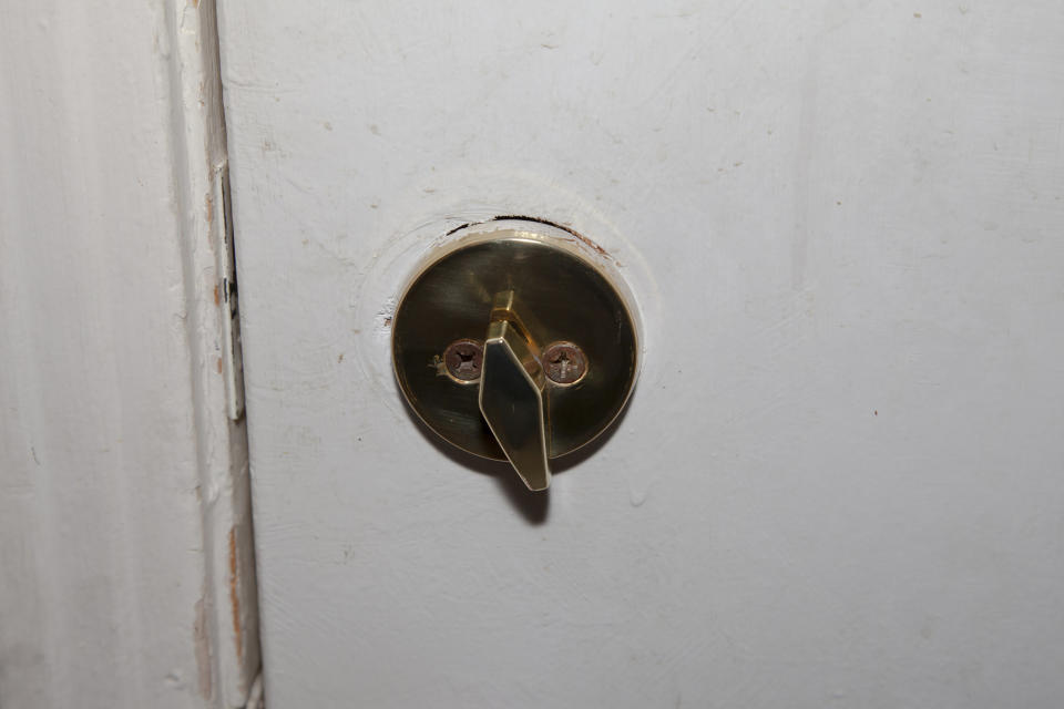 Deadbolt on a white door