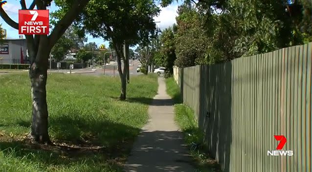 The footpath where Karen was attacked is right by a main road. Photo: 7 News