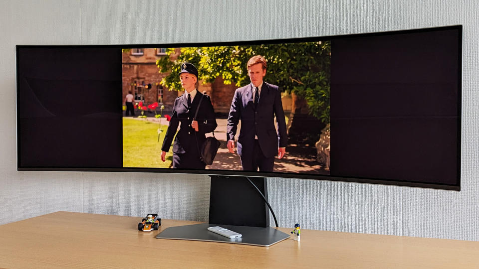 Samsung Odyssey OLED G9 showing a video