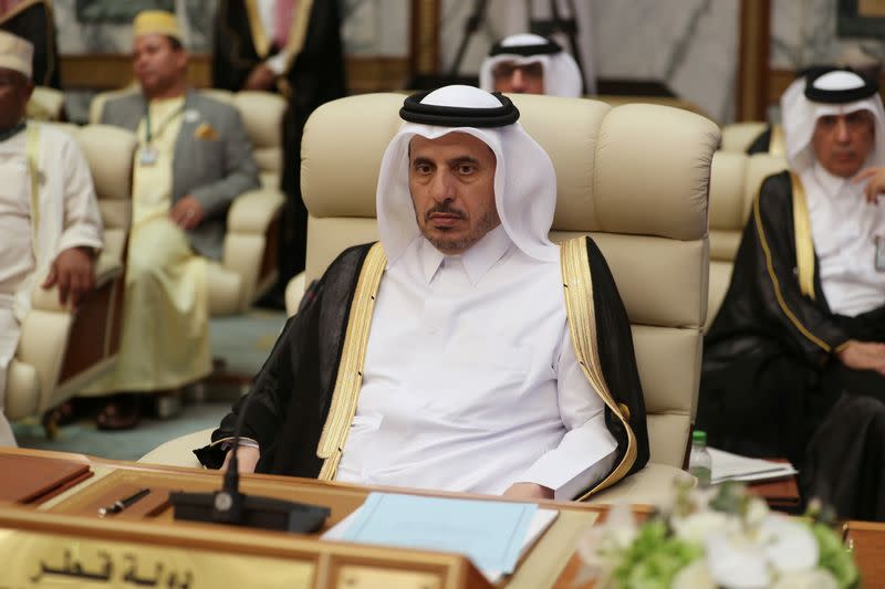 Qatar's PM Sheikh Abdullah bin Nasser bin Khalifa Al Thani is seen during the Arab summit in Mecca