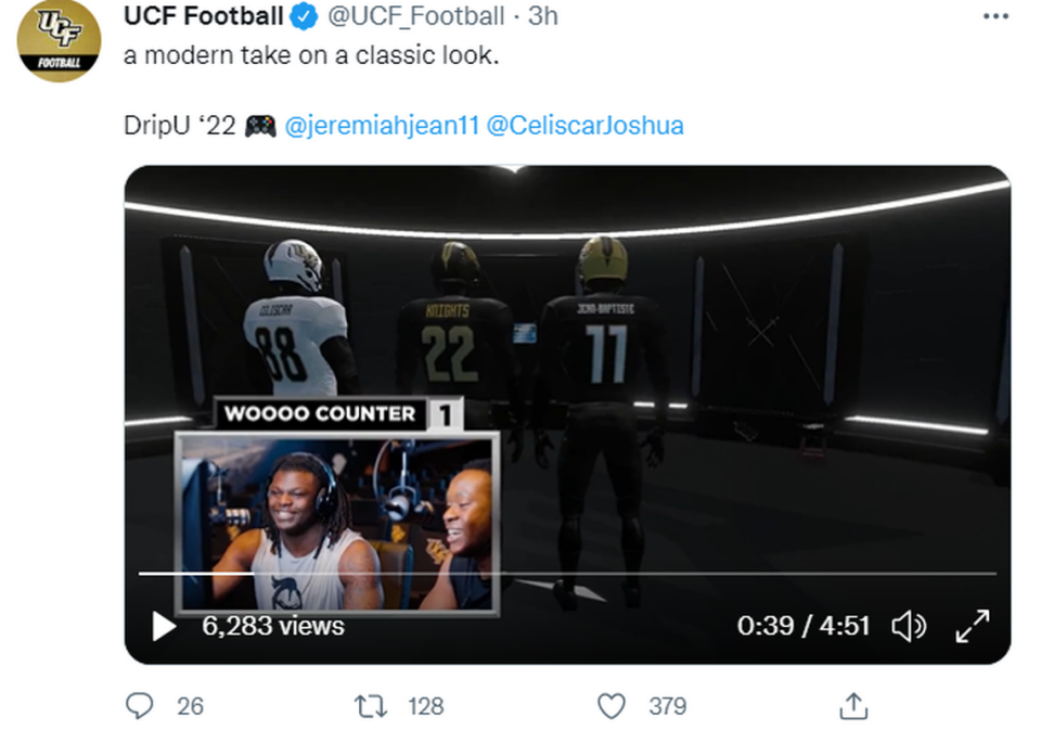 The UCF Knights unveiled their college football uniforms for the 2022 season via social media in a video.