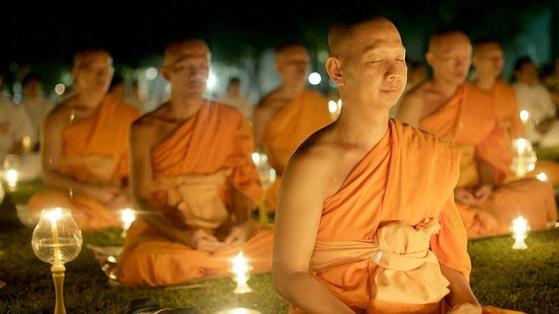 Monks celebrating the Buddha’s birthday in Indonesia. This could be us but you playin’.