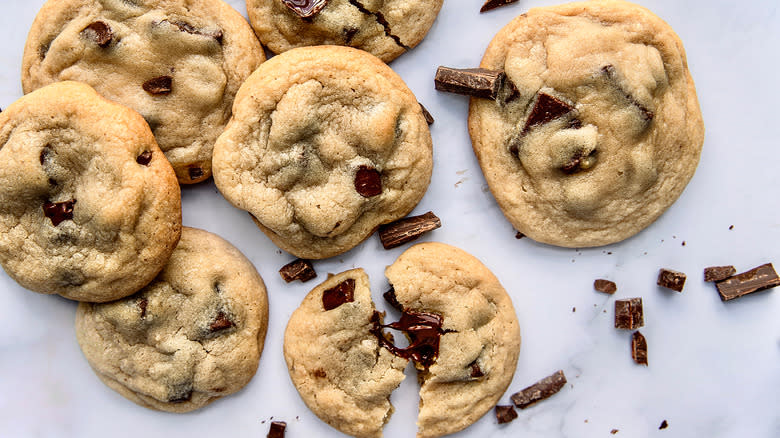 chocolate chip cookies on table