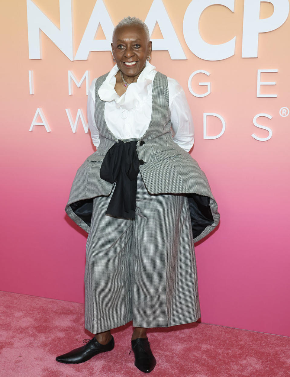 Bethann Hardison arrives at the 54th NAACP Image Awards nominees reception and fashion show at L.A. Live Event Deck on February 23, 2023 in Los Angeles, California.