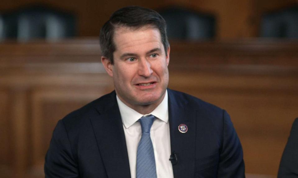PHOTO: Rep. Seth Moulton talks about mental health during a discussion with ABC News and other lawmakers, March 23, 2023. (ABC News)