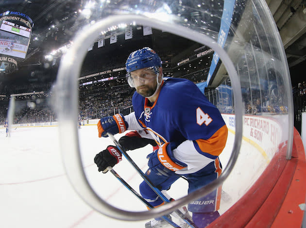 NEW YORK, NY – APRIL 09: Dennis Seidenberg #4 of the New York Islanders skates against the Ottawa Senators at the Barclays Center on April 9, 2017 in the Brooklyn borough of New York City. The Islanders defeated the Senators 4-2. (Photo by Bruce Bennett/Getty Images)