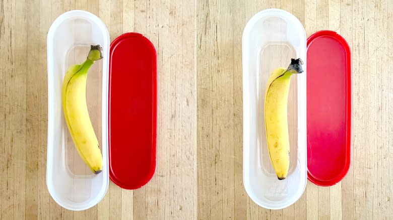 Banana in airtight container