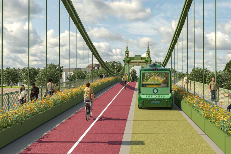 London’s Hammersmith Bridge plans have been subject to rows over funding (Possible/PA)