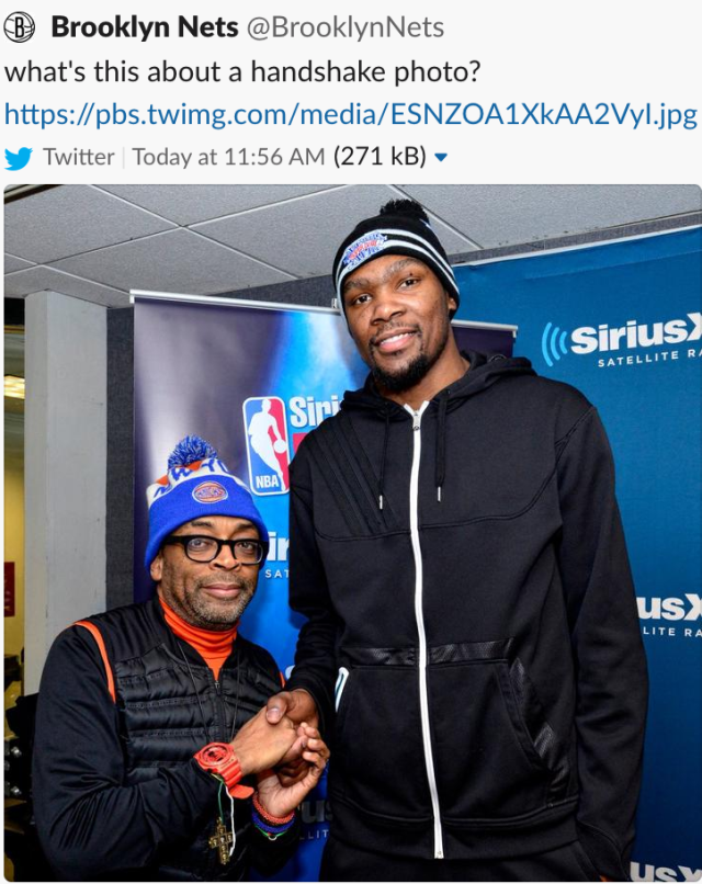 Spike Lee attends New Jersey Nets vs New York Knicks game at