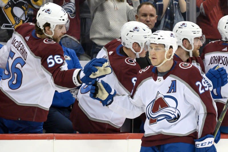 Forward Nathan MacKinnon (29) and the Colorado Avalanche scored an NHL-best 304 goals this season. File Photo by Archie Carpenter/UPI