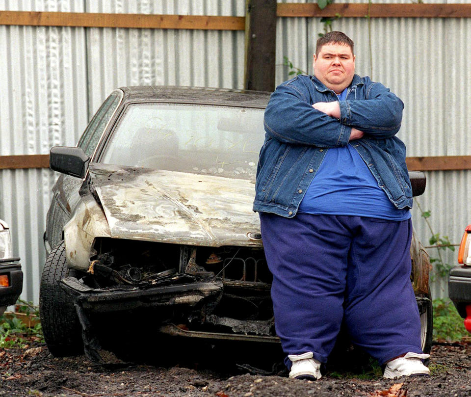 FILE PHOTO - Barry Austin. See SWNS story SWMDdead. A football fan once dubbed Britain's fattest man has died,  according to the club he supported. Barry Austin died yesterday aged 52 yesterday according to Birmingham City FC's official Twitter page.  Once known as Britain's fattest man his weight peaked at 65 stone.At one point he consumed up to 29,000 calories and drinking up to 12 litres of fizzy drink in a day. 