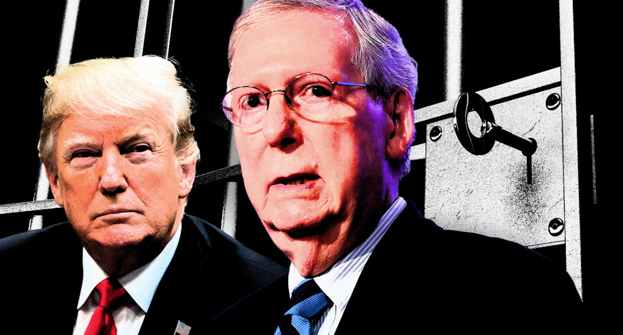 President Trump and Senate Majority Leader Mitch McConnell (Photo illustration: Yahoo News; photos: AP( 2), Getty Images)