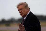 U.S. President Trump arrives on campaign travel at Morristown Municipal Airport in Morristown, New Jersey