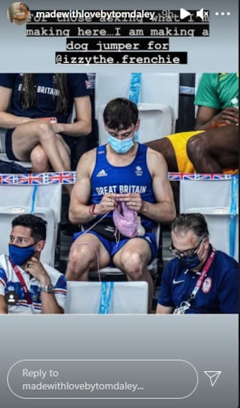 Daley cleared the air that he was knitting a dog jumper while watching the women’s 3m springboard finals yesterday. — Picture via instagram/madewithlovebytomdaley