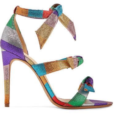 Alexandre Birman Lolita Bow-embellished Striped Sandals - Credit: NET-A-PORTER