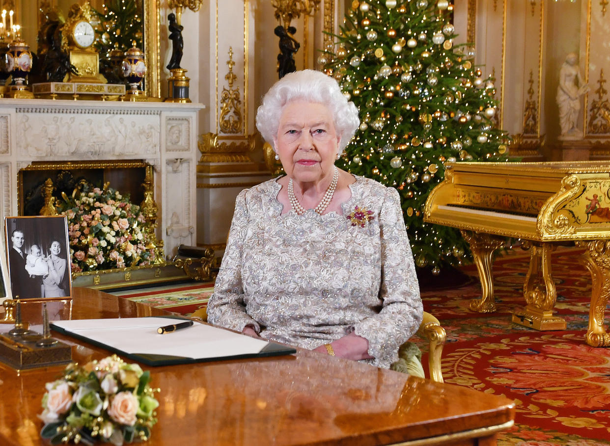 Queen Elizabeth II after she recorded her annual Christmas Day message, in the White Drawing Room of Buckingham Palace in central London. [Photo: PA]