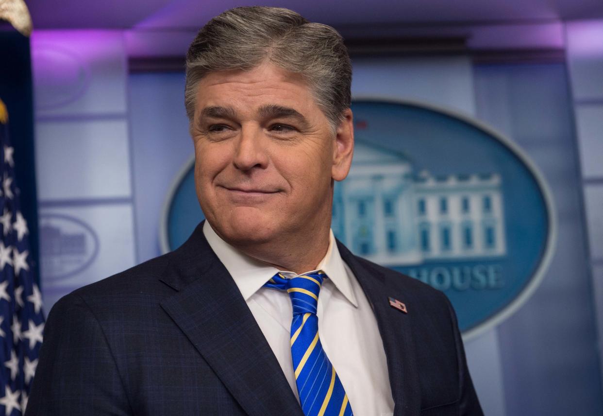 Sean Hannity earlier this year at the White House briefing room. (Photo: NICHOLAS KAMM via Getty Images)