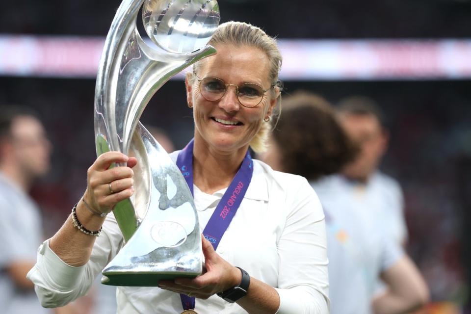 No looking back: Sarina Wiegman is fully focused on trying to deliver World Cup glory for England in 2023  (The FA via Getty Images)