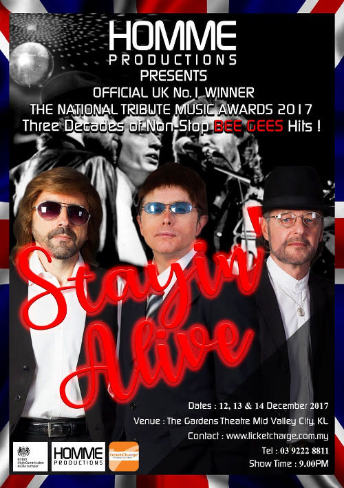 Bee Gees tribute band Stayin Alive is bringing all of the band's iconic hits to Malaysia