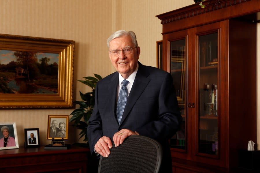 President M. Russell Ballard, acting president of the Quorum of the Twelve Apostles of The Church of Jesus Christ of Latter-day Saints poses for a photo in his office in Salt Lake City on Tuesday, March 13, 2018. (Courtesy: Church of Jesus Christ of Latter-day Saints)