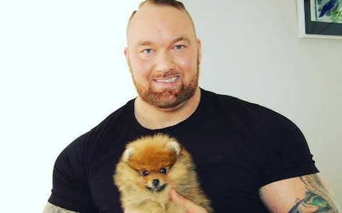 Bjornsson's adorable fluffy dog Asterix  - Credit: Ross Jones/Instagram