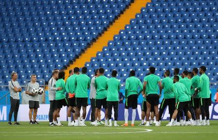 Soccer Football - World Cup - Saudi Arabia Training - Rostov Arena, Rostov-on-Don, Russia - June 19, 2018 General view during training REUTERS/Marko Djurica