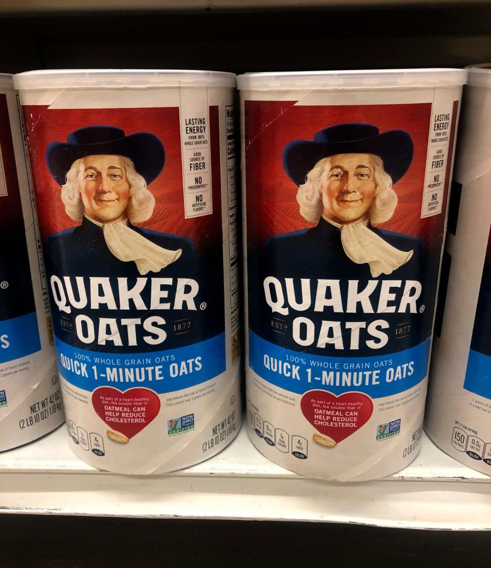Containers of Quaker Oats, a subsidiary of PepsiCo.