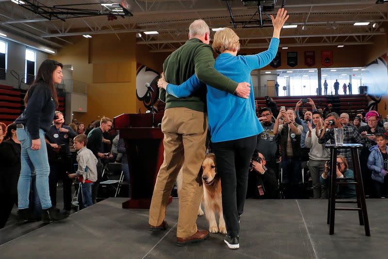 Democratic 2020 U.S. presidential candidate Warren holds a Get Out the Caucus Rally in Cedar Rapids