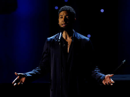 FILE PHOTO: Jussie Smollett performs a tribute to President's Award recipient John Legend at the 47th NAACP Image Awards in Pasadena, California February 5, 2016. REUTERS/Mario Anzuoni/File Photo