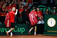 Tennis - Belgium v Great Britain - Davis Cup Final - Flanders Expo, Ghent, Belgium - 28/11/15 Men's Doubles - Belgium's Steve Darcis and David Goffin look dejected after losing their match against Great Britain's Andy Murray and Jamie Murray Action Images via Reuters / Jason Cairnduff Livepic