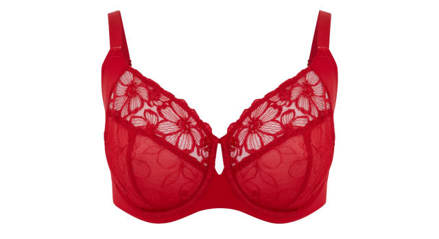 Marks Spencer M&S Red Strappy floral lace Underwired Plunge bra size 32G  New