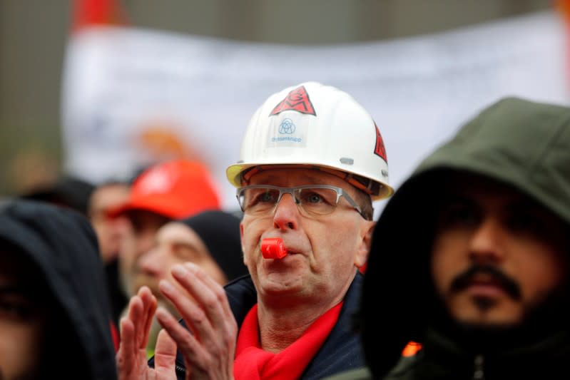 ThyssenKrupp AG workers protest in Duisburg