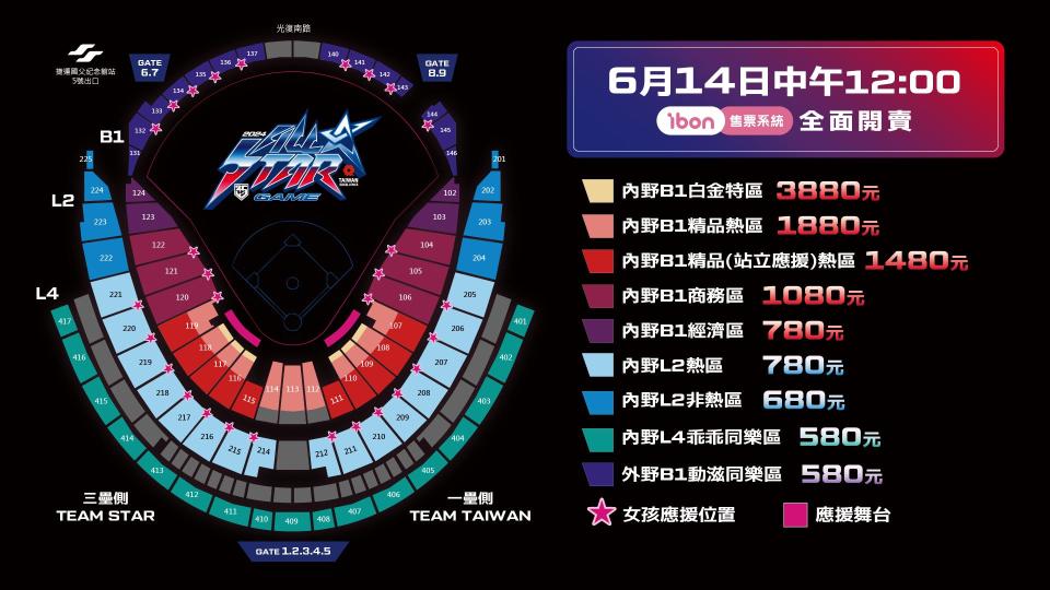 2024年中華職棒明星對抗賽門票資訊。（中職提供）