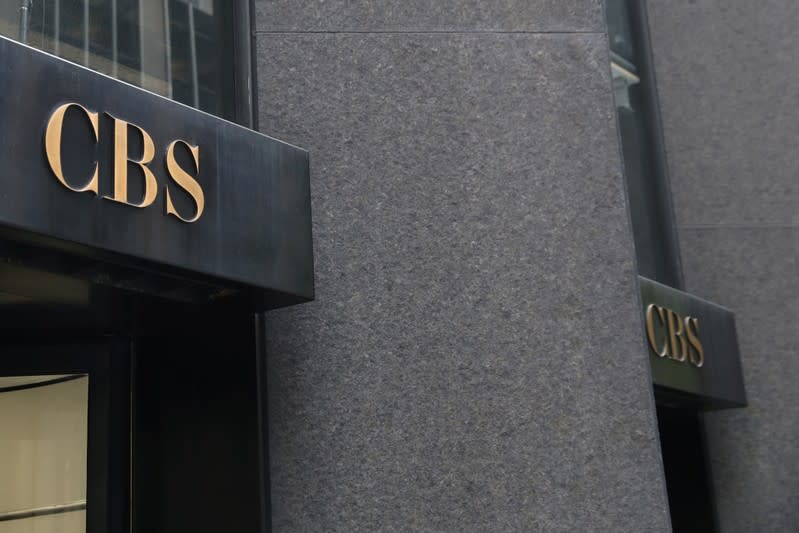 The CBS broadcasting logo is seen outside their headquarters in Manhattan
