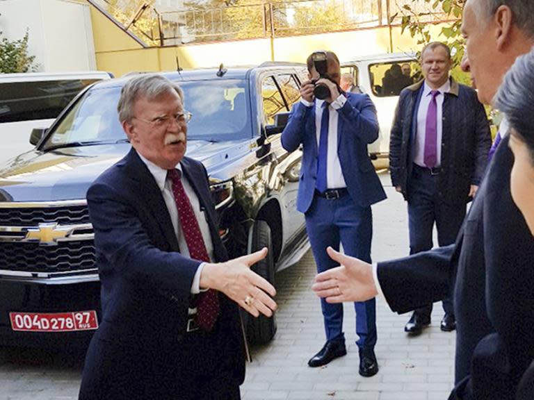 John Bolton visits Moscow amid fears of new US-Russia arms race