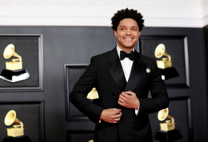 Los Angeles, CA - March 14: Host Trevor Noah on the red carpet at the 63rd Annual Grammy Awards, at the Los Angeles Convention Center, in downtown Los Angeles, CA, Wednesday, Mar. 14, 2021. (Jay L. Clendenin / Los Angeles Times)