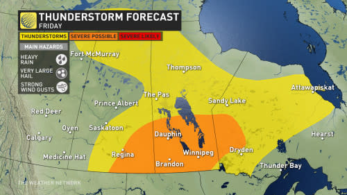 Prairies Friday storm risk July 11 2024