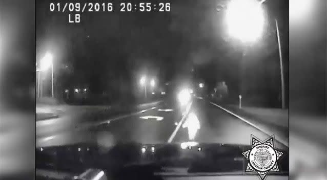 Police found the toddler running alone down a busy highway.