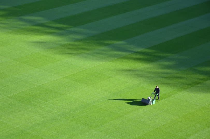 Striped football pitch