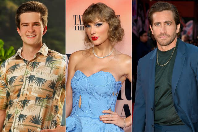 <p>Robert Voets/CBS; Matt Winkelmeyer/Getty Images; Kevin Winter/Getty Images</p> Charlie Davis of 'Survivor 46', Taylor Swift, Jake Gyllenhaal