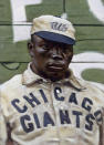 This undated photo provided by Graig Kreindler shows his painting of Andrew "Rube" Foster, known as the "father of black baseball." The Foster portrait is one of 230 Kreindler portraits in the exhibit called "Black Baseball in Living Color: The Art of Graig Kreindler" at the Negro Leagues Baseball Museum in Kansas City, Mo. Foster was a pitcher, manager and founder of the Negro Leagues. The museum shut its doors in mid-March due to concerns about the spread of the coronavirus and hopes to reopen in June. (Courtesy of Graig Kreindler via AP)