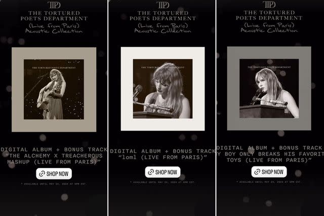 <p>instagram</p> Taylor Swift’s ‘Live from Paris Acoustic Collection’ art