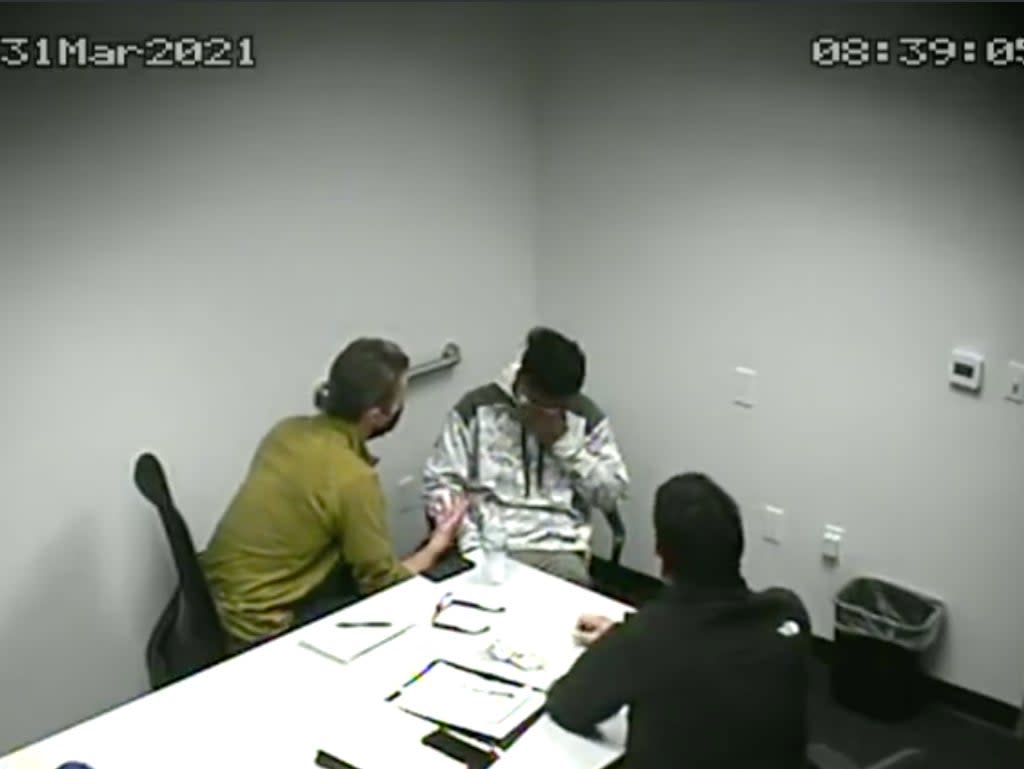 Capitol riot defendant Daniel Rodriguez cries during an FBI interrogation, during which he admitted to tasing Capitol Police officer Michael Fanone. (screengrab)