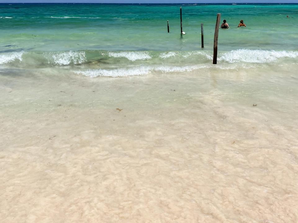 Clear water on the beach in Tulum