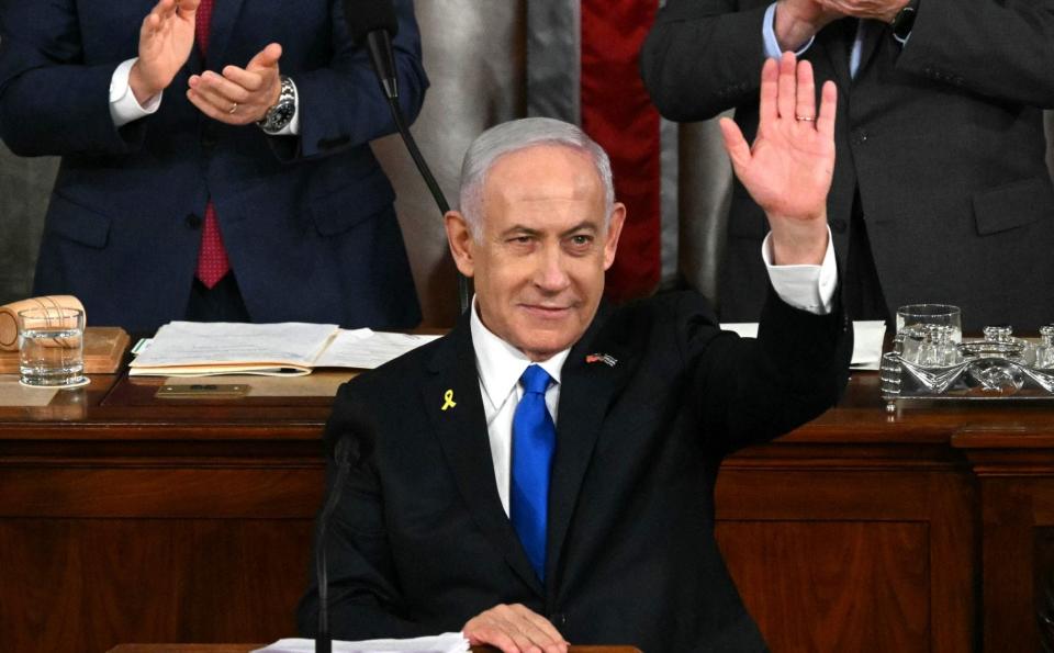 Benjamin Netanyahu arrives to speak to a joint meeting of Congress