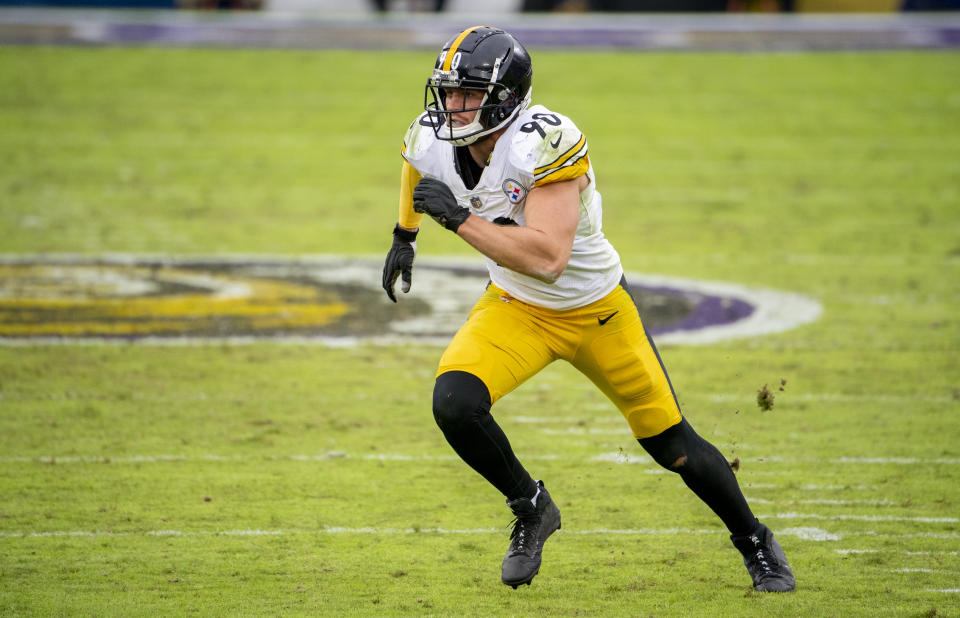 T.J. Watt and the Pittsburgh Steelers are looking to stay alive in the playoff hunt on Sunday Night Football. (Photo by Benjamin Solomon/Getty Images)