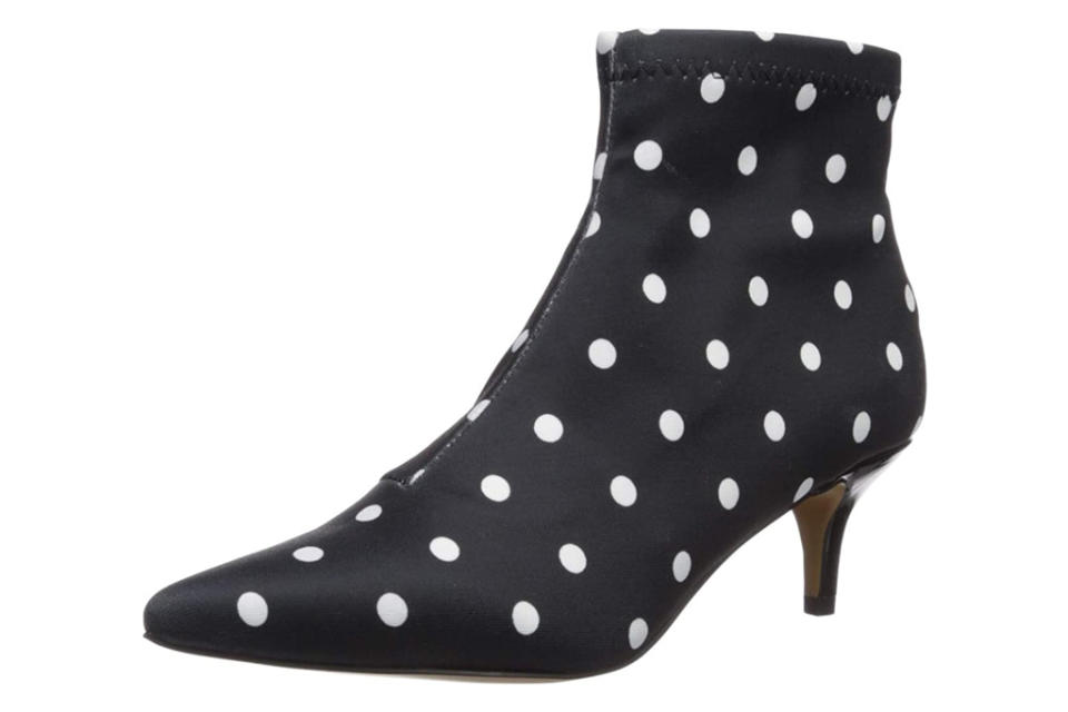 boots, black, white, booties, heeled, betsey johnson