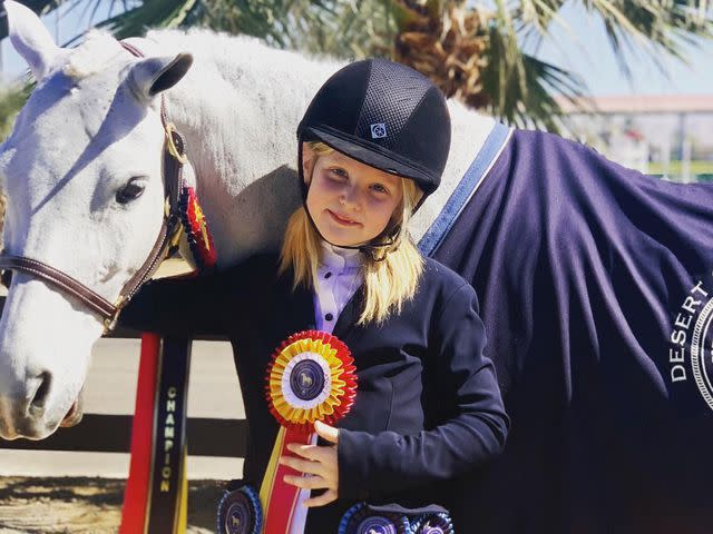 Christopher Gavigan Instagram Jessica Capshaw's daughter Poppy James Gavigan after winning a horse show.