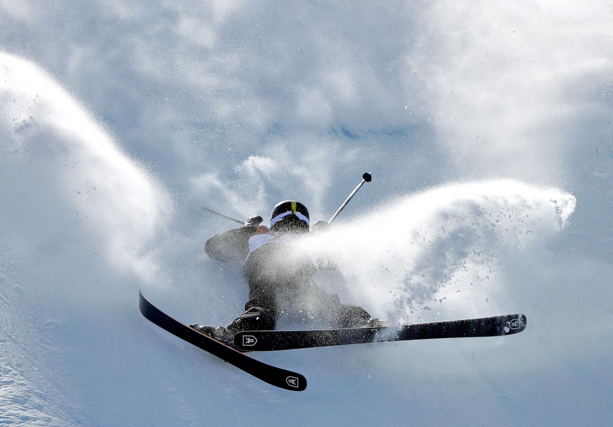 Freestyle skier Mathilde Gremaud of Switzerland hit her head in a crash during a slopestyle practice run, but 36 hours later she was cleared to compete and won a silver medal. (AP Photo)